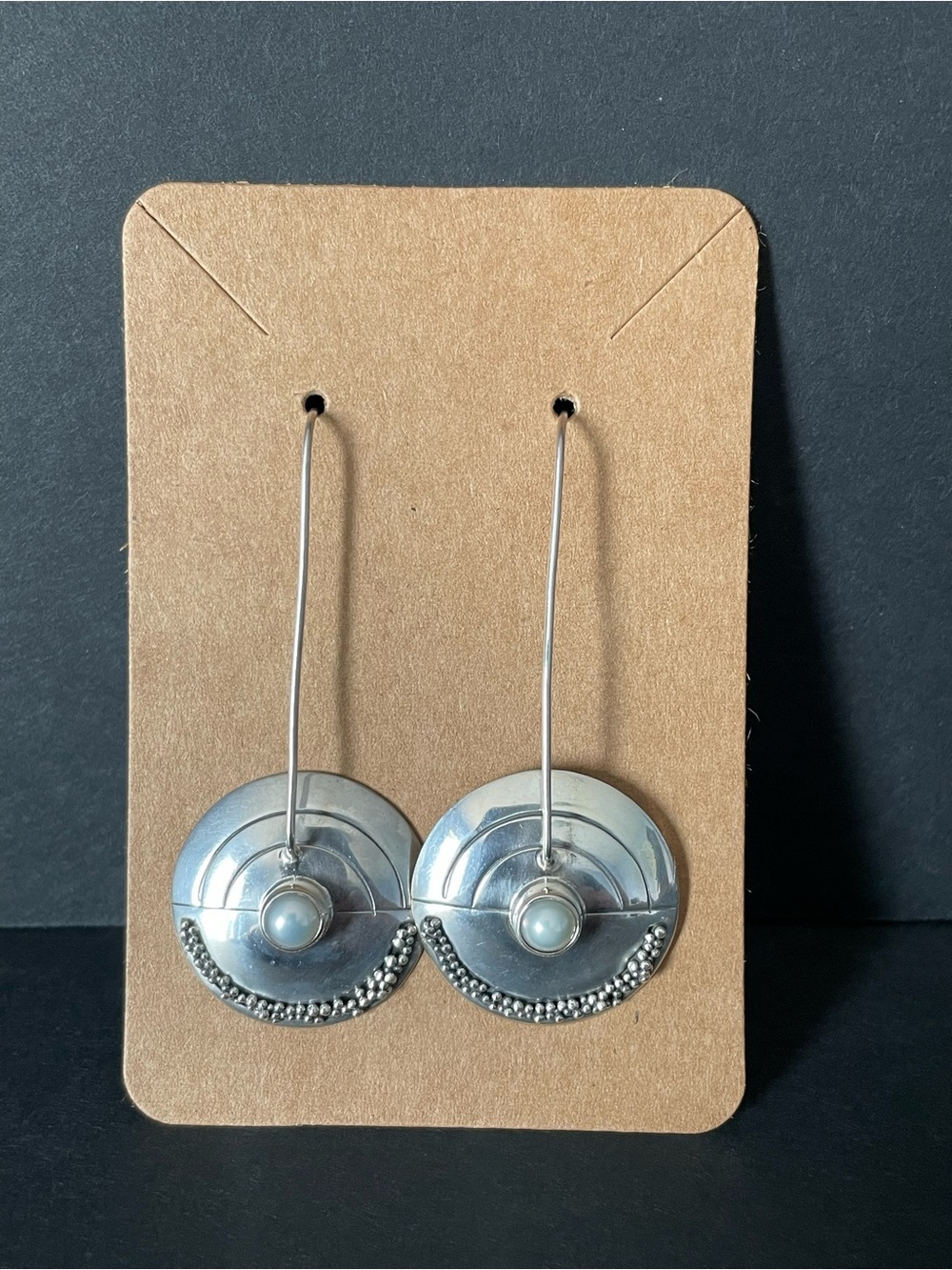 Sterling Silver Drop Earrings with Pearl Accent